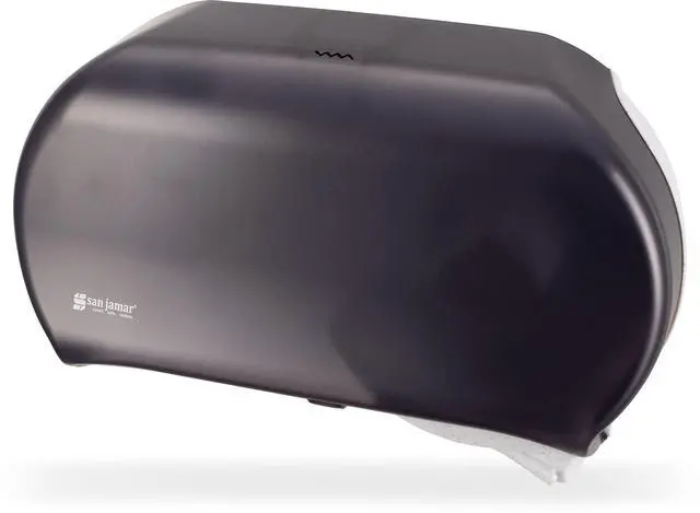 Main image of Classic Bath Tissue Dispenser Twin 9", Jumbo Bath Tissue Holder for Bathroom, Dual-Roll System, Break-Resistant Plastic, 3.25" Core, 12" × 19" × 5.25", Pearl Black