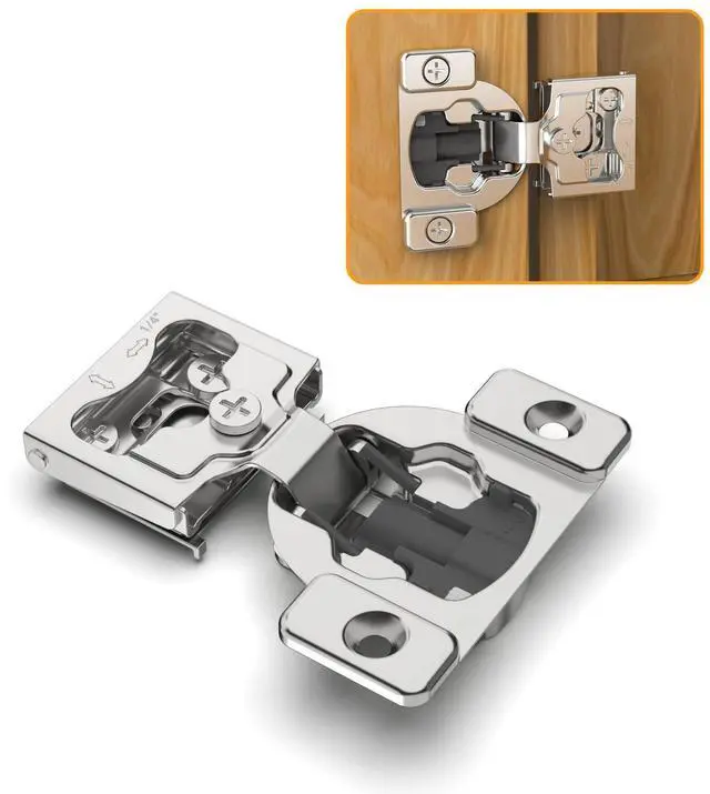 Main image of 10 Pack 1/4" Small Overlay 4D Concealed Hinges for Face Frame Door, Soft Close On/Off Switch, Self Closing, 105° Open Angle Concealed Stainless Steel Hinges for Framed Cabinet, Satin Nickel