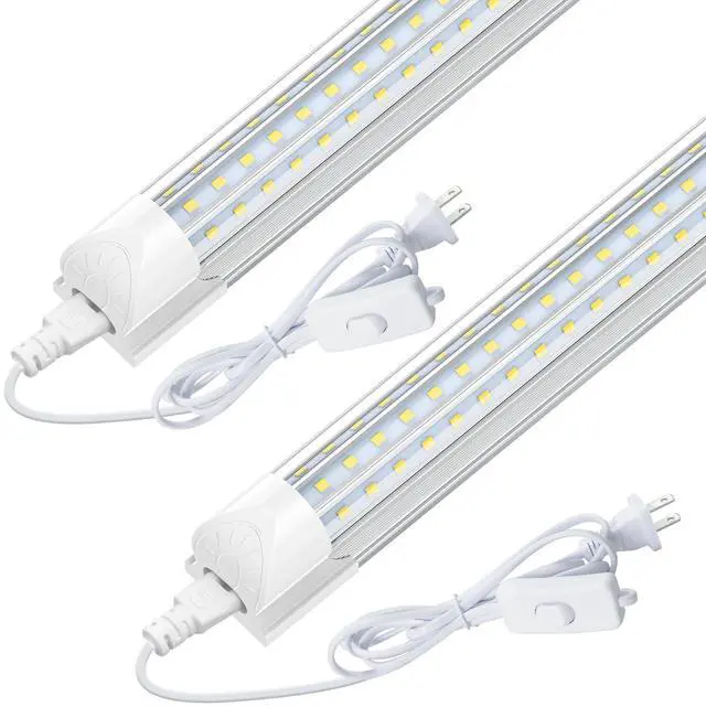 Main image of CNSUNWAY 4FT LED Shop Lights, 50W 7500LM D Shape, ETL Listed 2 Pack | 6500K Daylight White, plug-and-play T8 integrated design with clear cover and linkable setup for garages and workshops