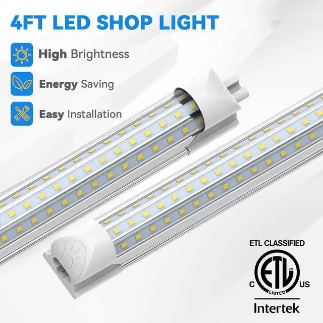 Alt view image 2 of 7 - CNSUNWAY 4FT LED Shop Lights, 50W 7500LM D Shape, ETL Listed 2 Pack | 6500K Daylight White, plug-and-play T8 integrated design with clear cover and linkable setup for garages and workshops