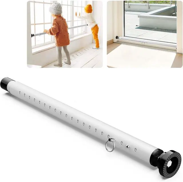 Main image of Sliding Door Security Bar,17-50 Inch | Adjustable Heavy Duty sliding glass door security bar with Rubber Tips for Windows, Home, Apartment & Travel (White)