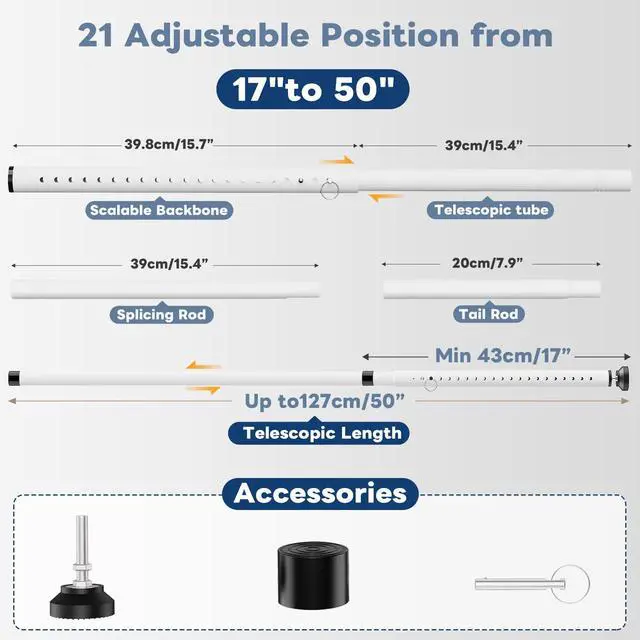 Alt view image 2 of 7 - Sliding Door Security Bar,17-50 Inch | Adjustable Heavy Duty sliding glass door security bar with Rubber Tips for Windows, Home, Apartment & Travel (White)