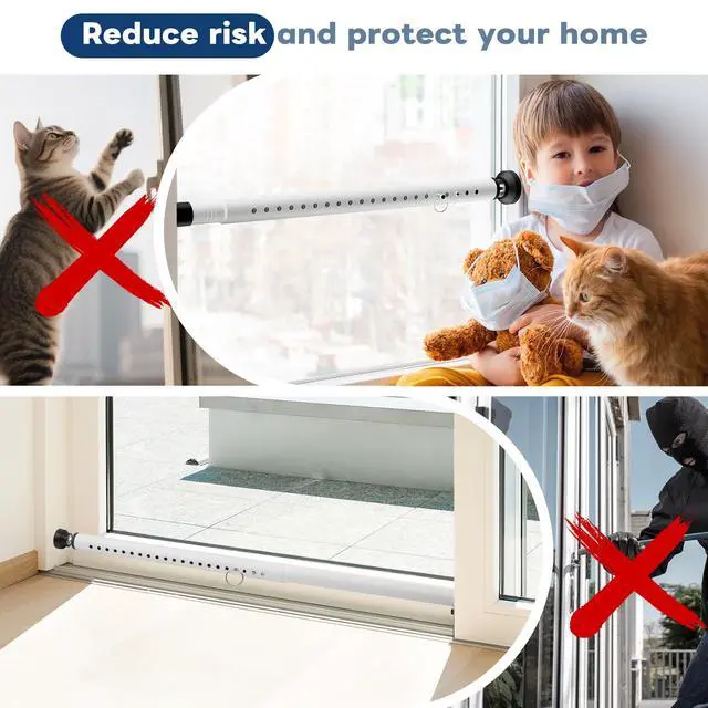 Alt view image 3 of 7 - Sliding Door Security Bar,17-50 Inch | Adjustable Heavy Duty sliding glass door security bar with Rubber Tips for Windows, Home, Apartment & Travel (White)
