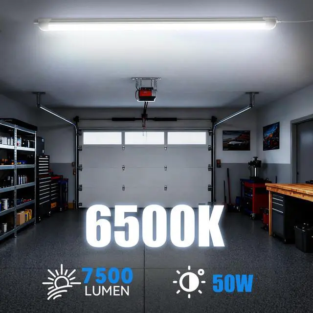 Alt view image 3 of 7 - CNSUNWAY 4FT LED Shop Lights, 50W 7500LM D Shape, ETL Listed 2 Pack | 6500K Daylight White, plug-and-play T8 integrated design with clear cover and linkable setup for garages and workshops