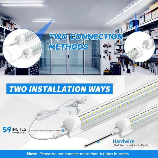 Alt view image 5 of 7 - CNSUNWAY 4FT LED Shop Lights, 50W 7500LM D Shape, ETL Listed 2 Pack | 6500K Daylight White, plug-and-play T8 integrated design with clear cover and linkable setup for garages and workshops
