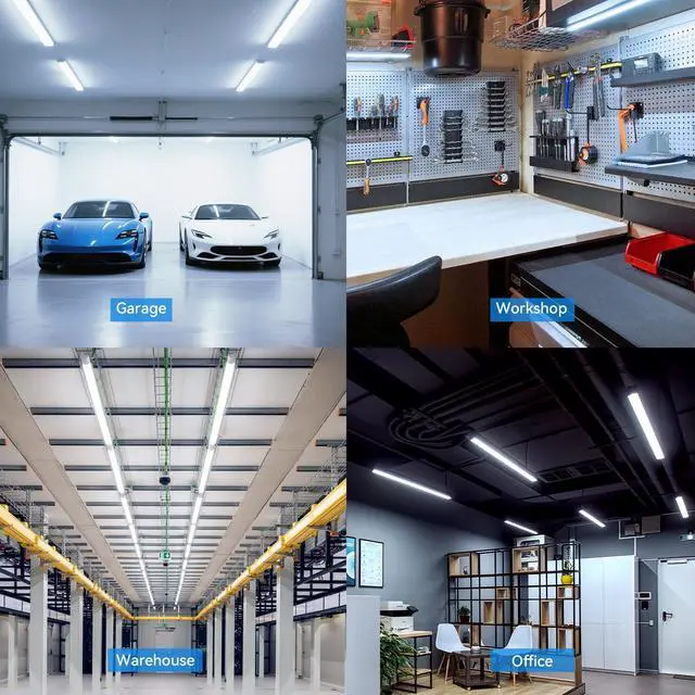 Alt view image 6 of 7 - CNSUNWAY 4FT LED Shop Lights, 50W 7500LM D Shape, ETL Listed 2 Pack | 6500K Daylight White, plug-and-play T8 integrated design with clear cover and linkable setup for garages and workshops