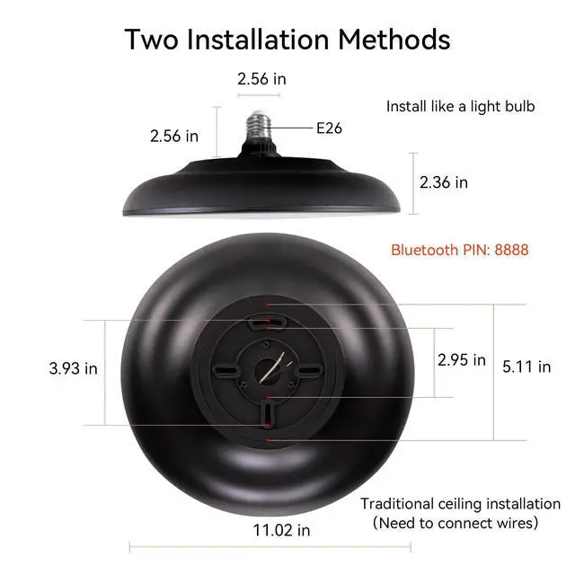 Alt view image 2 of 6 - Black Waterproof LED Flush Mount Ceiling Light Fixture,with Bluetooth Speaker,11 Inch,18 watt,Dimmable Music Lamp,RGB Color Changing Light with Remote Control,for Bathroom,Shower,Bedroom