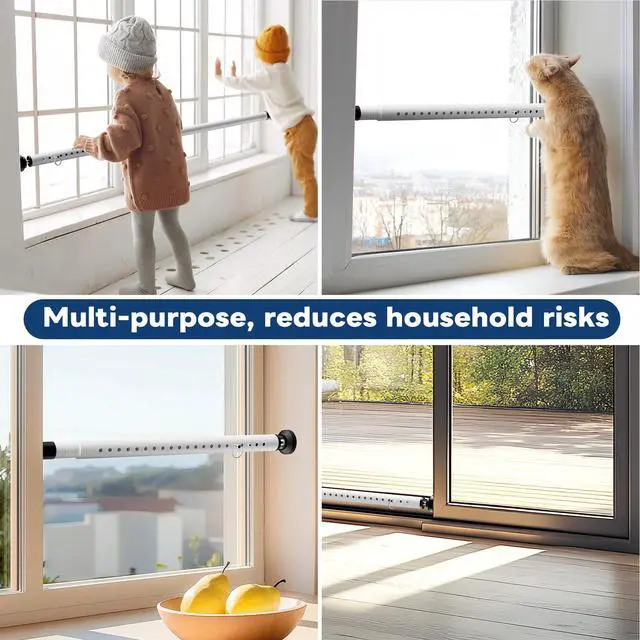 Alt view image 7 of 7 - Sliding Door Security Bar,17-50 Inch | Adjustable Heavy Duty sliding glass door security bar with Rubber Tips for Windows, Home, Apartment & Travel (White)