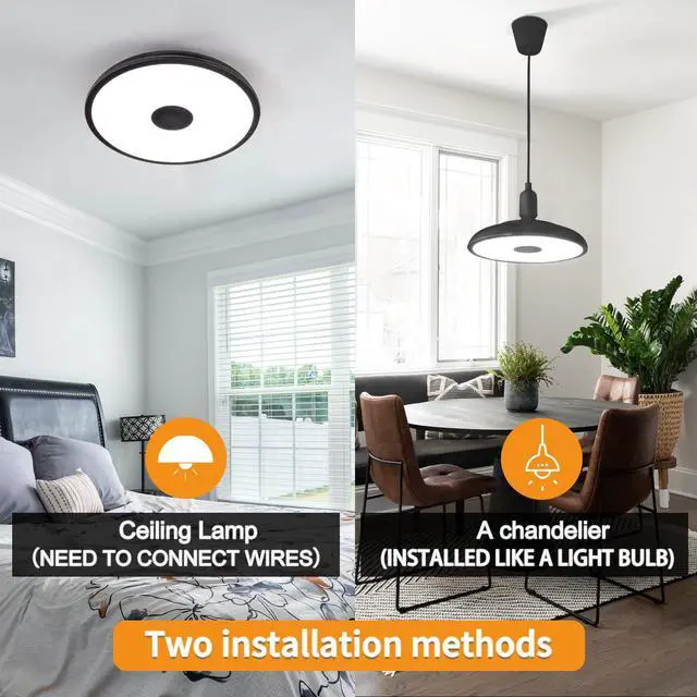 Alt view image 6 of 6 - Black Waterproof LED Flush Mount Ceiling Light Fixture,with Bluetooth Speaker,11 Inch,18 watt,Dimmable Music Lamp,RGB Color Changing Light with Remote Control,for Bathroom,Shower,Bedroom