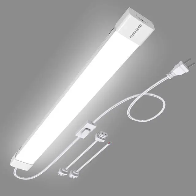 Main image of LED Tube Light Fixture with Plug, 18W 2000LM 5000K Plug in Light. | Plug-and-Play Linkable Ceiling Light. Under Cabinet Light,Workbench Lamp for Garage, Kitchen, Bathroom, Closet & Office
