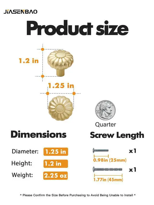 Alt view image 2 of 7 - Brushed Gold Cabinet Knobs 10 Pack Brass Drawer Pulls Kitchen Cupboard Bathroom Dresser Cabinet Hardware Handles Zinc Alloy
