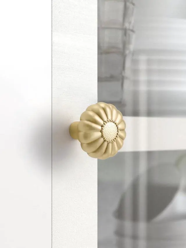 Alt view image 5 of 7 - Brushed Gold Cabinet Knobs 10 Pack Brass Drawer Pulls Kitchen Cupboard Bathroom Dresser Cabinet Hardware Handles Zinc Alloy