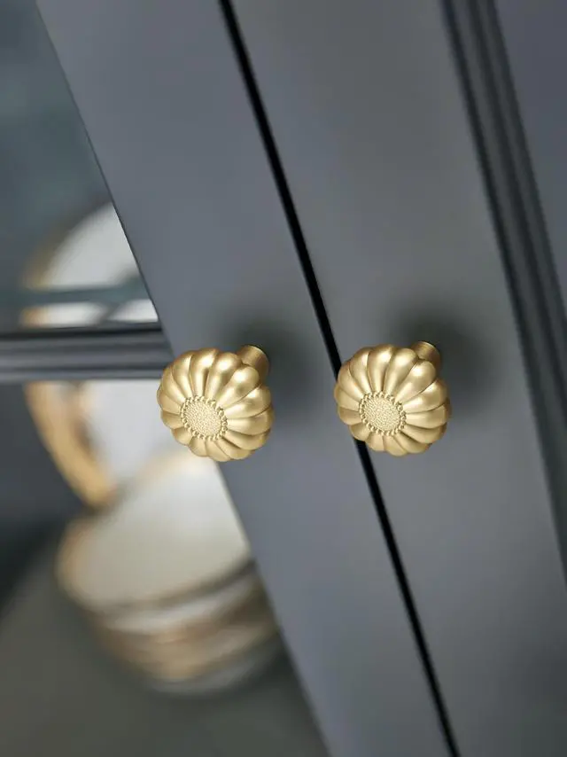Alt view image 6 of 7 - Brushed Gold Cabinet Knobs 10 Pack Brass Drawer Pulls Kitchen Cupboard Bathroom Dresser Cabinet Hardware Handles Zinc Alloy