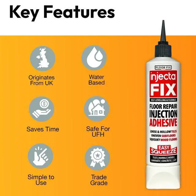 Alt view image 2 of 7 - Floor-Fix Pro - All in One Repair Kit for Loose/Hollow & Tiles Repair + Squeaky Wood, LVT & Laminate. Includes Anti- Clog Air-Tight Cap. Does NOT Require Caulk Gun