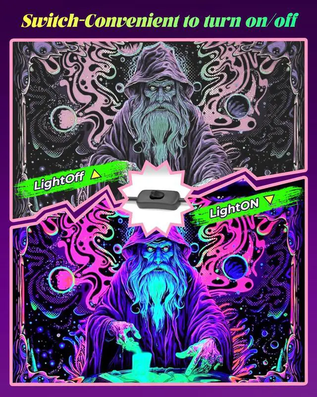 Alt view image 4 of 7 - 2 Pack 50W LED Black Light, Waterproof Blacklight for Glow Party, Halloween | for Neon Parties, Fluorescent Poster Tapestry, Birthday, Classroom, Bedroom, with Switch&Plug, Outdoor, IP66