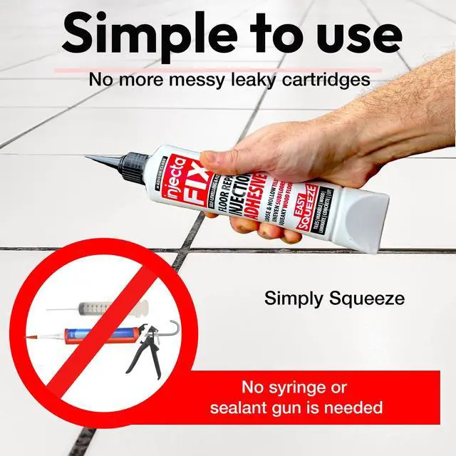 Alt view image 7 of 7 - Floor-Fix Pro - All in One Repair Kit for Loose/Hollow & Tiles Repair + Squeaky Wood, LVT & Laminate. Includes Anti- Clog Air-Tight Cap. Does NOT Require Caulk Gun
