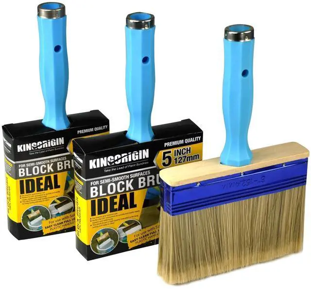 Main image of King Origin Deck Stain Brush, 3 Pack Thick Paint Brush 4" 5" 6" | for Faster Coverage, Threaded Handle for Extension Pole, Stain Brushes for Wood, Deck, Walls, Fences