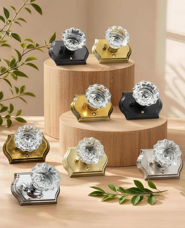 Alt view image 2 of 7 - Glass Door Knobs, Privacy Black Door Knob Interior, 1 Pack | Crystal Door Knobs, Oil Rubbed Bronze Privacy Door Knobs, 6 Pack