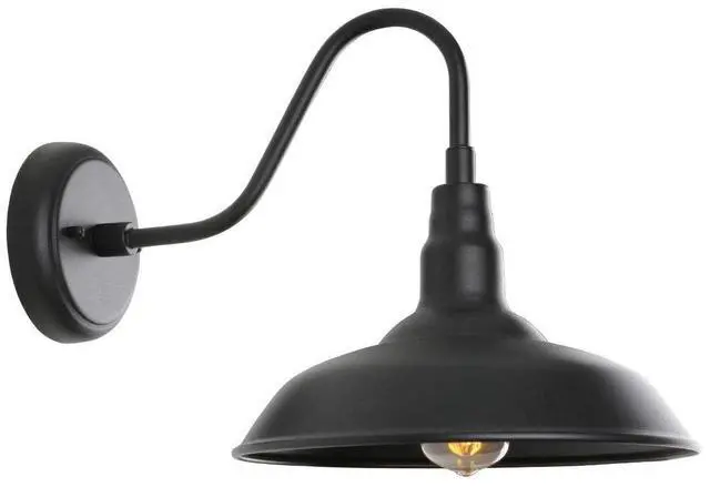 Main image of Black Gooseneck Barn Light for Farmhouse 10 Inch Dome Exterior Lights Fixture with Wall Mount, Outdoor Wall Sconce for Garage Porch Patio