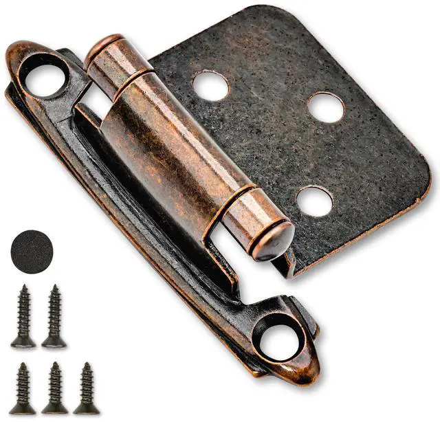 Main image of 50 Pack 25 Pairs 1/2" Overlay Cabinet Door Hinges - Oil Rubbed Bronze Self Closing Hinges