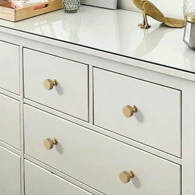 Alt view image 5 of 7 - Champagne Bronze Knurled Cabinet Knobs Round Drawer Pulls 10 Pack | Solid Aluminum alloy, 1.2 Inch Diameter, textured finish hardware pulls for dressers, drawers, cupboard, bathroom