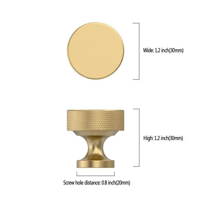 Alt view image 4 of 7 - Champagne Bronze Knurled Cabinet Knobs Round Drawer Pulls 10 Pack | Solid Aluminum alloy, 1.2 Inch Diameter, textured finish hardware pulls for dressers, drawers, cupboard, bathroom