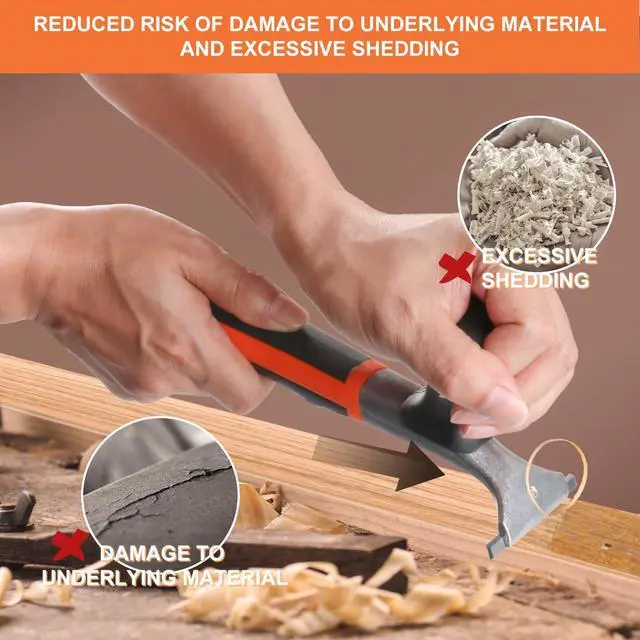 Alt view image 5 of 6 - Premium Ergonomic 2.5-Inch Carbide Paint Scraper Tool for Coating Removal | Heavy-Duty Scraper with a 2-1/2-Inch Tungsten Carbide Blade and Two-Handed Grip for Removing Coatings and Residue