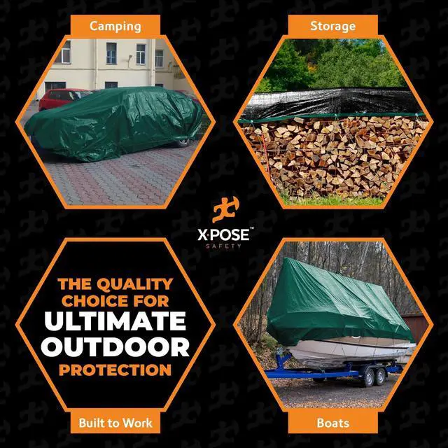 Alt view image 2 of 7 - Heavy Duty Poly Tarp - 6' X 8' - 10 Mil Thick Waterproof, UV Blocking Protective Cover - Reversible Silver and Black - Laminated Coating - Grommets - by