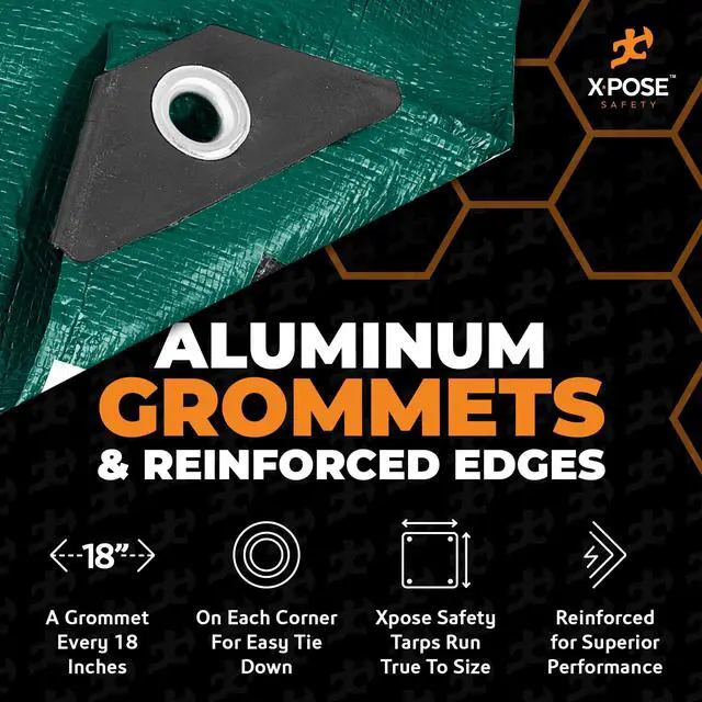 Alt view image 4 of 7 - Heavy Duty Poly Tarp - 6' X 8' - 10 Mil Thick Waterproof, UV Blocking Protective Cover - Reversible Silver and Black - Laminated Coating - Grommets - by
