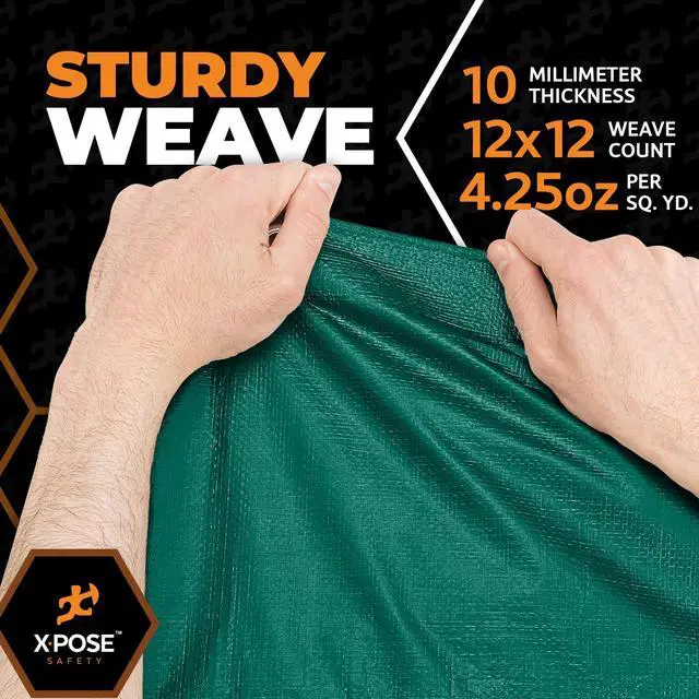 Alt view image 6 of 7 - Heavy Duty Poly Tarp - 6' X 8' - 10 Mil Thick Waterproof, UV Blocking Protective Cover - Reversible Silver and Black - Laminated Coating - Grommets - by