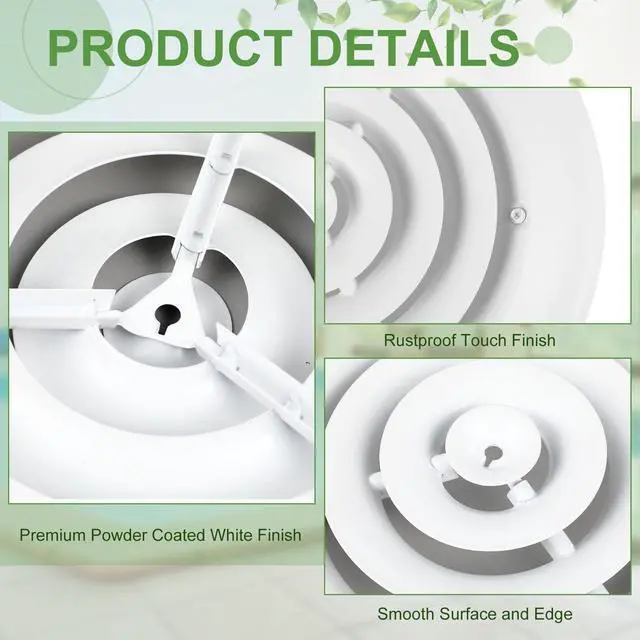 Alt view image 3 of 7 - 2 Pcs 6" Round Ceiling Diffuser, HVAC Vent Round Cover with Screws | Outer Dimensions: 9-15/16", Replacement Exhaust Fan Covers for Home Office, Sturdy Steel, Easy Installation, Keep Air Fresh