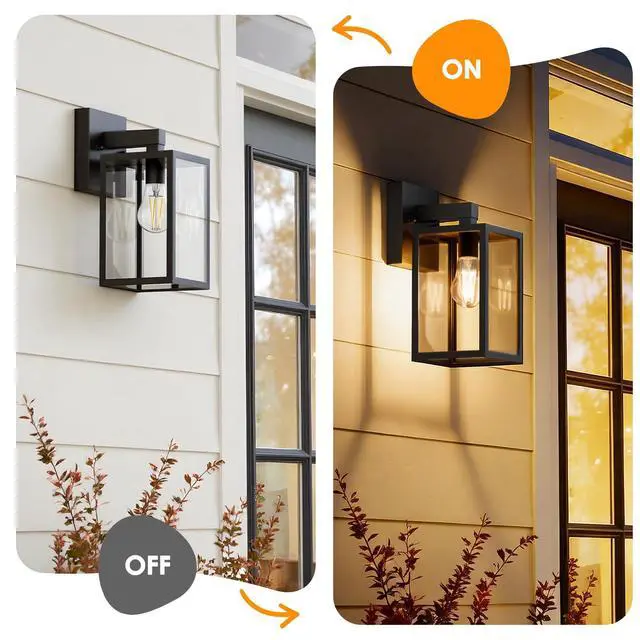 Alt view image 4 of 7 - Outdoor Wall Lantern, Waterproof Exterior Wall Sconce Light Fixture, Black Front Door Lamp, Anti-Rust E26 Socket Porch Lighting