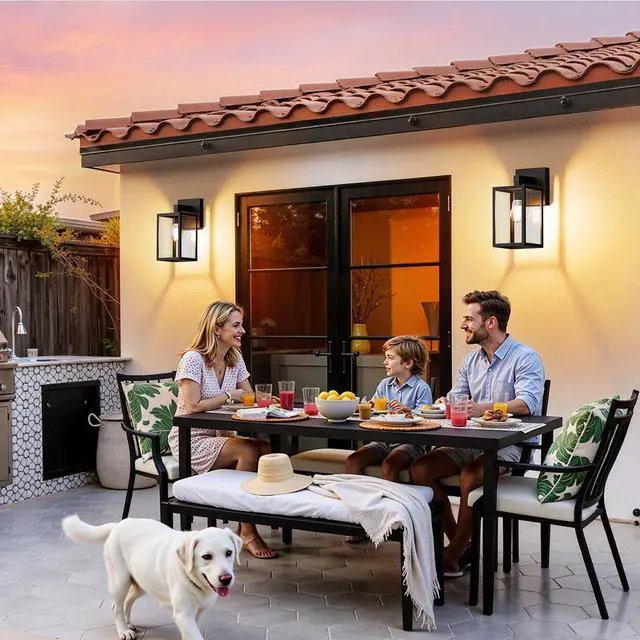 Alt view image 7 of 7 - Outdoor Wall Lantern, Waterproof Exterior Wall Sconce Light Fixture, Black Front Door Lamp, Anti-Rust E26 Socket Porch Lighting