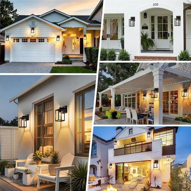 Alt view image 6 of 7 - Outdoor Wall Lantern, Waterproof Exterior Wall Sconce Light Fixture, Black Front Door Lamp, Anti-Rust E26 Socket Porch Lighting