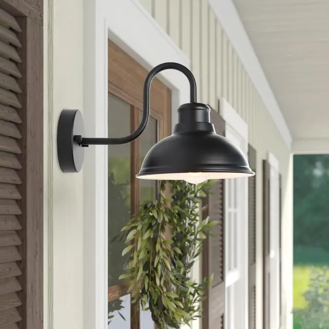 Alt view image 6 of 6 - Gooseneck Barn Light Outdoor Wall Lights 8" Exterior Lighting Fixtures | Anti-Rust Waterproof Farmhouse Industrial Vintage Wall-Mount Matte Black for Porch/Patio Garage/Yard ETL Listed
