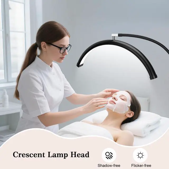 Alt view image 2 of 7 - Half Moon Lash Light for Eyelash Extensions & Estheticians, Dimmable LED Lash Lamp with Flexible Gooseneck, Shadow-Free Moon Light for Lash Tech, Tattoo, SPA, Eyelash Lamp (Glossy Black)