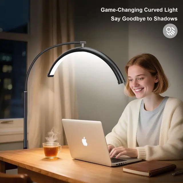 Alt view image 5 of 7 - Half Moon Lash Light for Eyelash Extensions & Estheticians, Dimmable LED Lash Lamp with Flexible Gooseneck, Shadow-Free Moon Light for Lash Tech, Tattoo, SPA, Eyelash Lamp (Glossy Black)