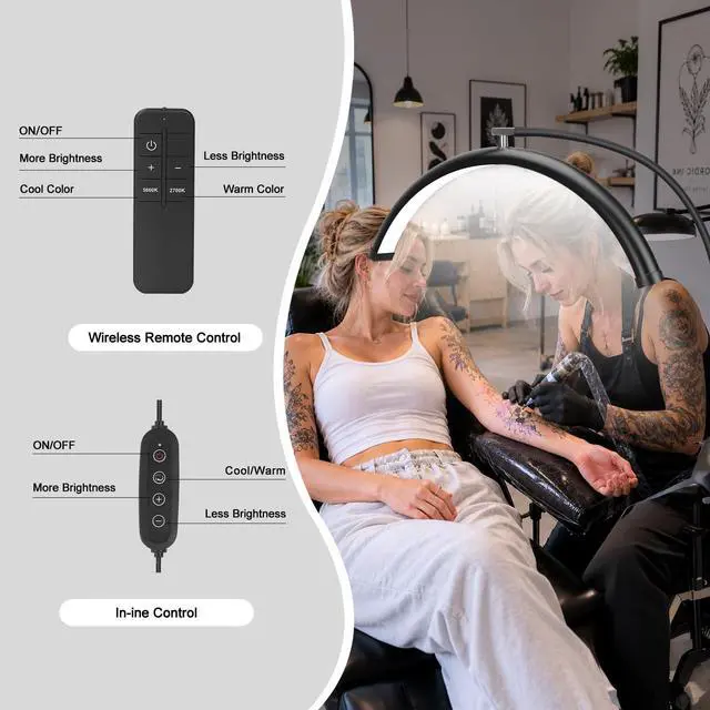 Alt view image 6 of 7 - Half Moon Lash Light for Eyelash Extensions & Estheticians, Dimmable LED Lash Lamp with Flexible Gooseneck, Shadow-Free Moon Light for Lash Tech, Tattoo, SPA, Eyelash Lamp (Glossy Black)
