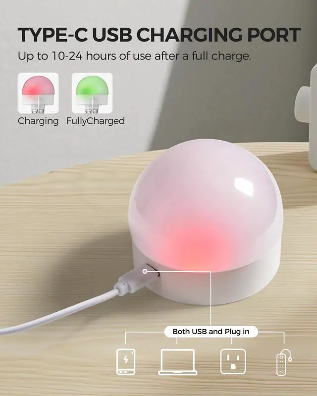 Alt view image 7 of 7 - Rechargeable Light Bulbs with Remote Control 2 Packs, Battery Operated Light Bulbs with Timer & 3 Color Temperature, Detachable Wireless LED Bulb for Lamp, E26 Base, Non-Hardwired, W01YBP206