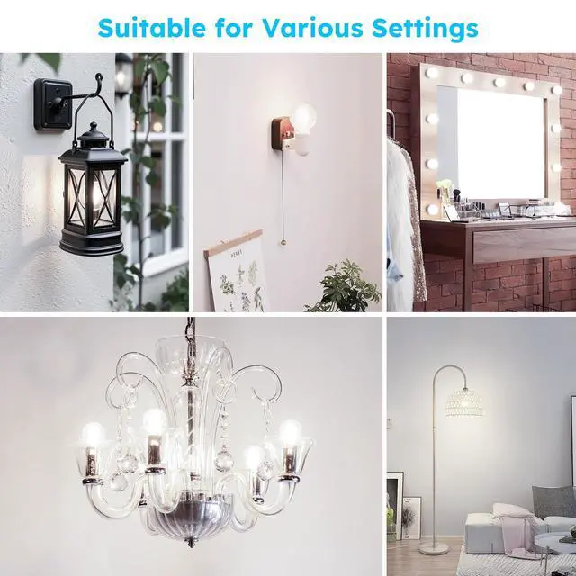 Alt view image 6 of 6 - E12 Candelabra G16.5 Globe LED Bulb, 4W 400LM, 40W Equivalent Dimmable | 4000K Neutral White, E12 Globe Round Light Bulbs, Ceiling Fan, Chandeliers, 90+CRI, 12 Pack