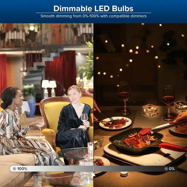 Alt view image 7 of 7 - Dimmable LED Light Bulbs, Daylight 5000K Large A21, 2 Pack | Dimmable Light Bulbs, Flicker Free, Super Bright, 250W Eqv, 4000LM, CRI 85, E26, 22-Year Energy Saving, Home Office Garage