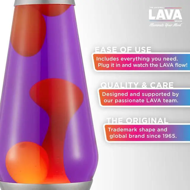 Alt view image 2 of 6 - The Original Lava® Lamp - Large 52oz 16.3" - Vivid Twilight - Classic Liquid Motion Lamp - Orange Lava and Purple Liquid - Item #5119 (Amazon Exclusive)