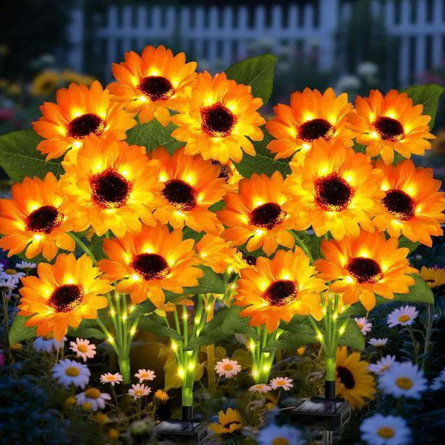 Main image of Solar Garden Lights 4 Pack 24 Solar Sunflower Lights Fall Decor | Gifts for Mom Women Grandma,Waterproof Solar Flower Light for Outdoor Decoration,Decorative Stakes for Yard,Landscape,Patio