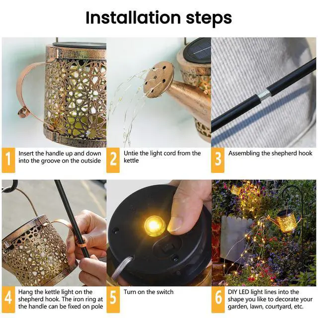 Alt view image 4 of 6 - Solar Lights Outdoor Decorative, Solar Watering Can Lights (Warm White) | Solar Lantern Outdoor Waterproof, Hanging Light for Yard, Patio, Gardening Gift for Moms Birthday, Garden Decor