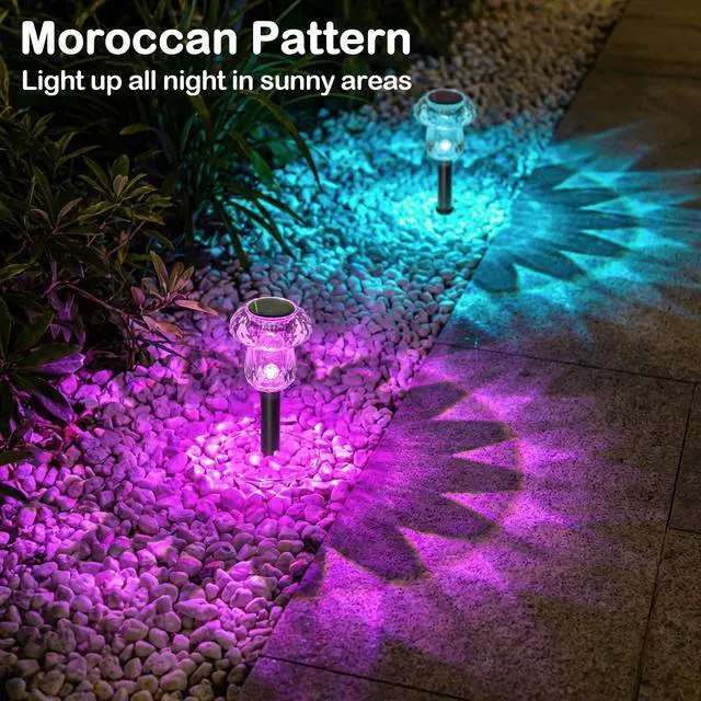 Alt view image 6 of 7 - Solar Lights Outdoor 8 Pack Color Changing Mushroom Garden Lights | Waterproof Pathway Yard Walkway Landscape Path Lighting for Outside, Auto On/Off Decorations, Acrylic Diamond-like Lampshade