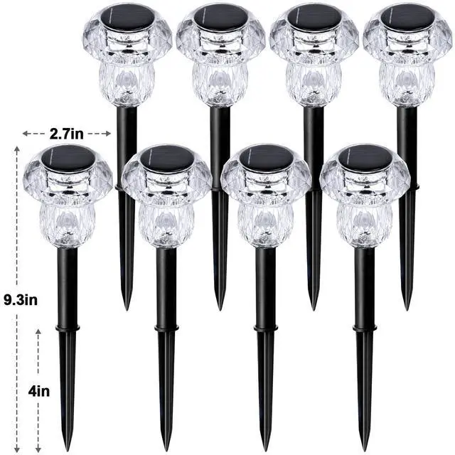 Alt view image 7 of 7 - Solar Lights Outdoor 8 Pack Color Changing Mushroom Garden Lights | Waterproof Pathway Yard Walkway Landscape Path Lighting for Outside, Auto On/Off Decorations, Acrylic Diamond-like Lampshade