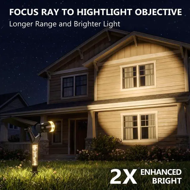 Alt view image 2 of 7 - Solar Spot Lights Outdoor Waterproof 3000K Lens LED Spotlights | Adjustable Angel Long Range Solar Lights Outdoor for Yard Garden Patio Wall Tree Landscape, Acrylic Lighted Pole, 4 Pack