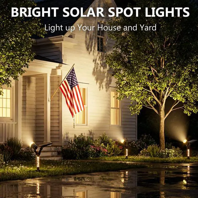 Alt view image 3 of 7 - Solar Spot Lights Outdoor Waterproof 3000K Lens LED Spotlights | Adjustable Angel Long Range Solar Lights Outdoor for Yard Garden Patio Wall Tree Landscape, Acrylic Lighted Pole, 4 Pack