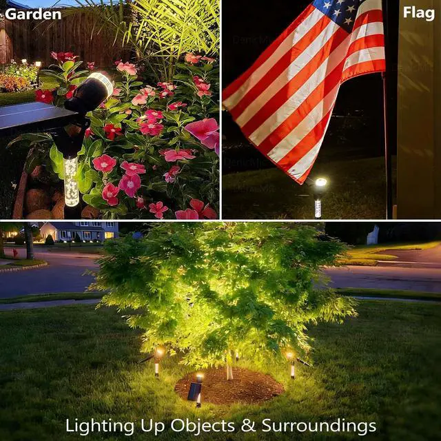 Alt view image 6 of 7 - Solar Spot Lights Outdoor Waterproof 3000K Lens LED Spotlights | Adjustable Angel Long Range Solar Lights Outdoor for Yard Garden Patio Wall Tree Landscape, Acrylic Lighted Pole, 4 Pack