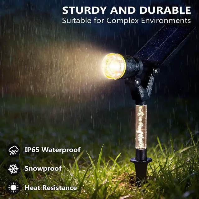 Alt view image 7 of 7 - Solar Spot Lights Outdoor Waterproof 3000K Lens LED Spotlights | Adjustable Angel Long Range Solar Lights Outdoor for Yard Garden Patio Wall Tree Landscape, Acrylic Lighted Pole, 4 Pack